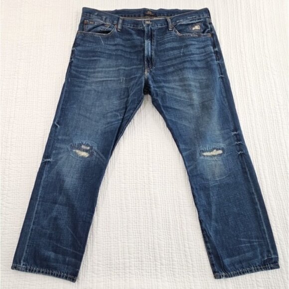 Polo Ralph Lauren Jeans Men's 40x30 Med Wash Factory Distressed EUC MSRP$168 - Picture 1 of 16